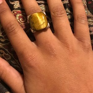 Sterling Silver Tiger Eye Chunky Ring Sz 7